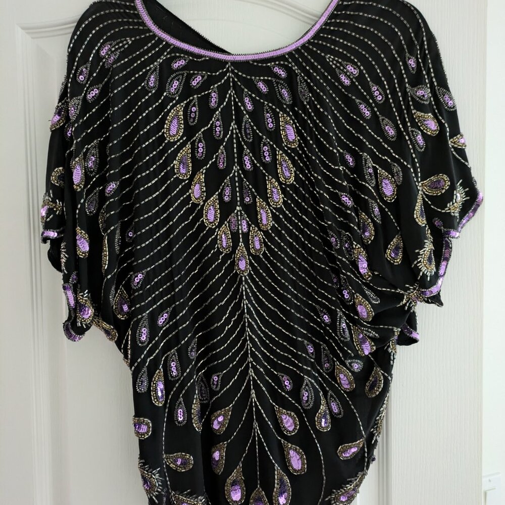 Vintage peacock beaded capelet
